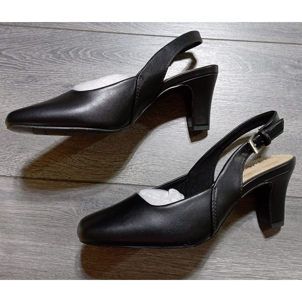 Easy Street Ritsa Square Toe Slingback Pump Shoes Womens Size 7 M Black 31-4131